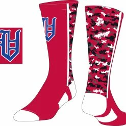 TCK Red/Black/Gray Digital Camo Sock W/ Blue Old English V