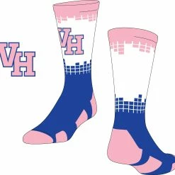 TCK Pink/White/Blue Square Socks W/ Pink/Royal Blue VH