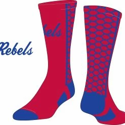 TCK Red/Blue Honeycomb Socks W/ Blue Rebels Script