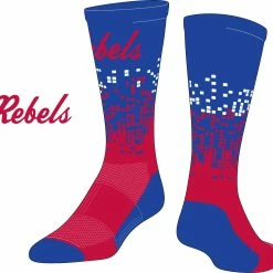 TCK Red/White/Blue Dots Socks W/ Red Rebels Script