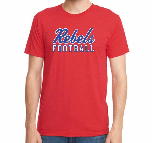 Next Level T-Shirt W/ Royal Blue Rebels Football 1 Next Level T-Shirt W/ Royal Blue Rebels Football