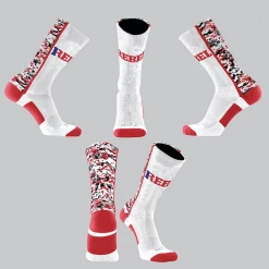 TCK Black/White/Red Digital Camo Socks W/ Red 1Rebel