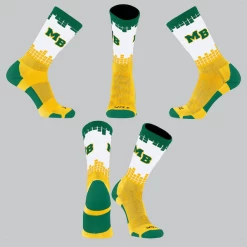 TCK Green/White/Yellow Square Socks W/ Green MB