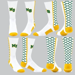 TCK White/Yellow/Green Honeycomb Socks W/ Green MB