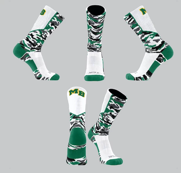 TCK Green/White/Black Camo Socks W/ Green MB 1 TCK Green/White/Black Camo Socks W/ Green MB