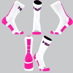TCK White/Pink Block Socks W/ Navy HWD