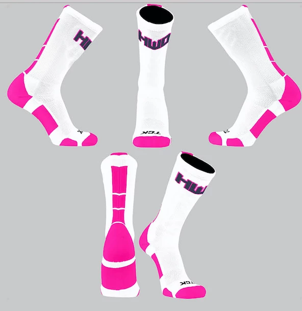 TCK White/Pink Block Socks W/ Navy HWD 1 TCK White/Pink Block Socks W/ Navy HWD