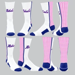 TCK White/Pink Houndstooth W/ Blue Rebels Script