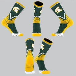 TCK Green/Yellow Socks W/ White Spartan Helmet