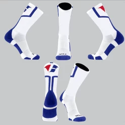 TCK White/Royal Blue Line Socks W/ Red/Blue V