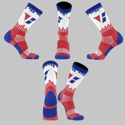 TCK Red/White/Blue Square Socks W/ Red/Blue V
