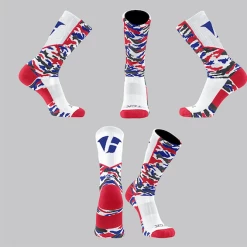 TCK Red/White/Blue Camo Socks W/ Blue V