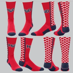 TCK Red/White Honeycomb Socks W/ Navy HWD