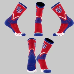 TCK Red/Royal Blue White V Socks W/ Blue Old English V