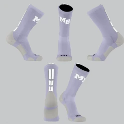 TCK Lavender/Grey/White Block Socks W/ White MB