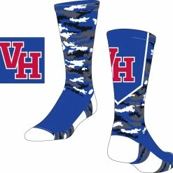 TCK White/Grey/Royal Blue Camo Socks W/ Red VH