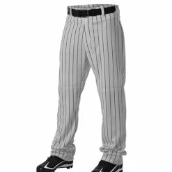 Alleson Youth Pinstripe Open Hem Pants: 605WPNY -Baseball ApparelElegant Store image 338